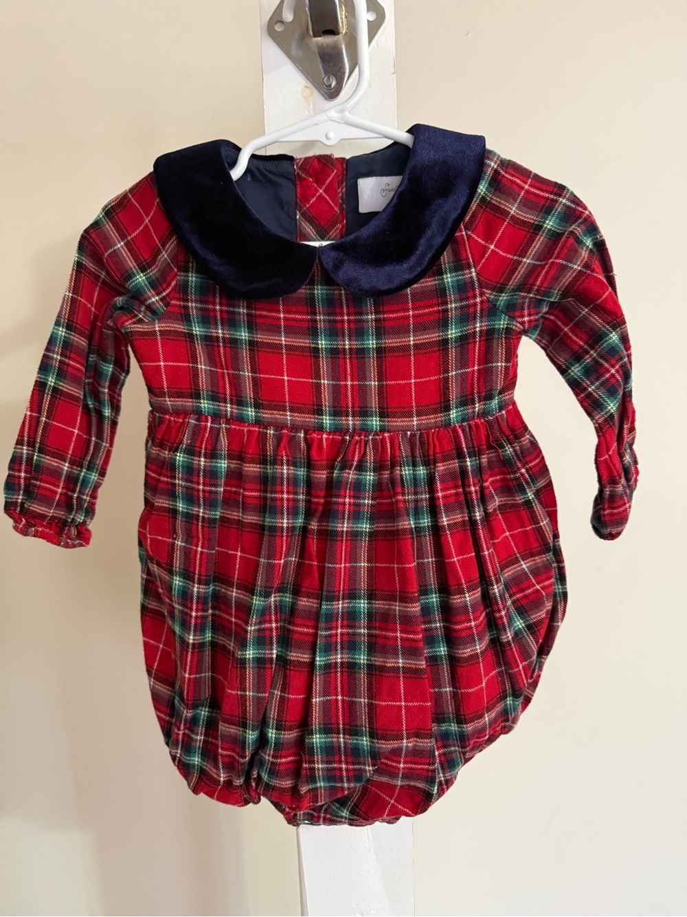Sweet Honey Tartan Plaid Holiday Bubble Romper